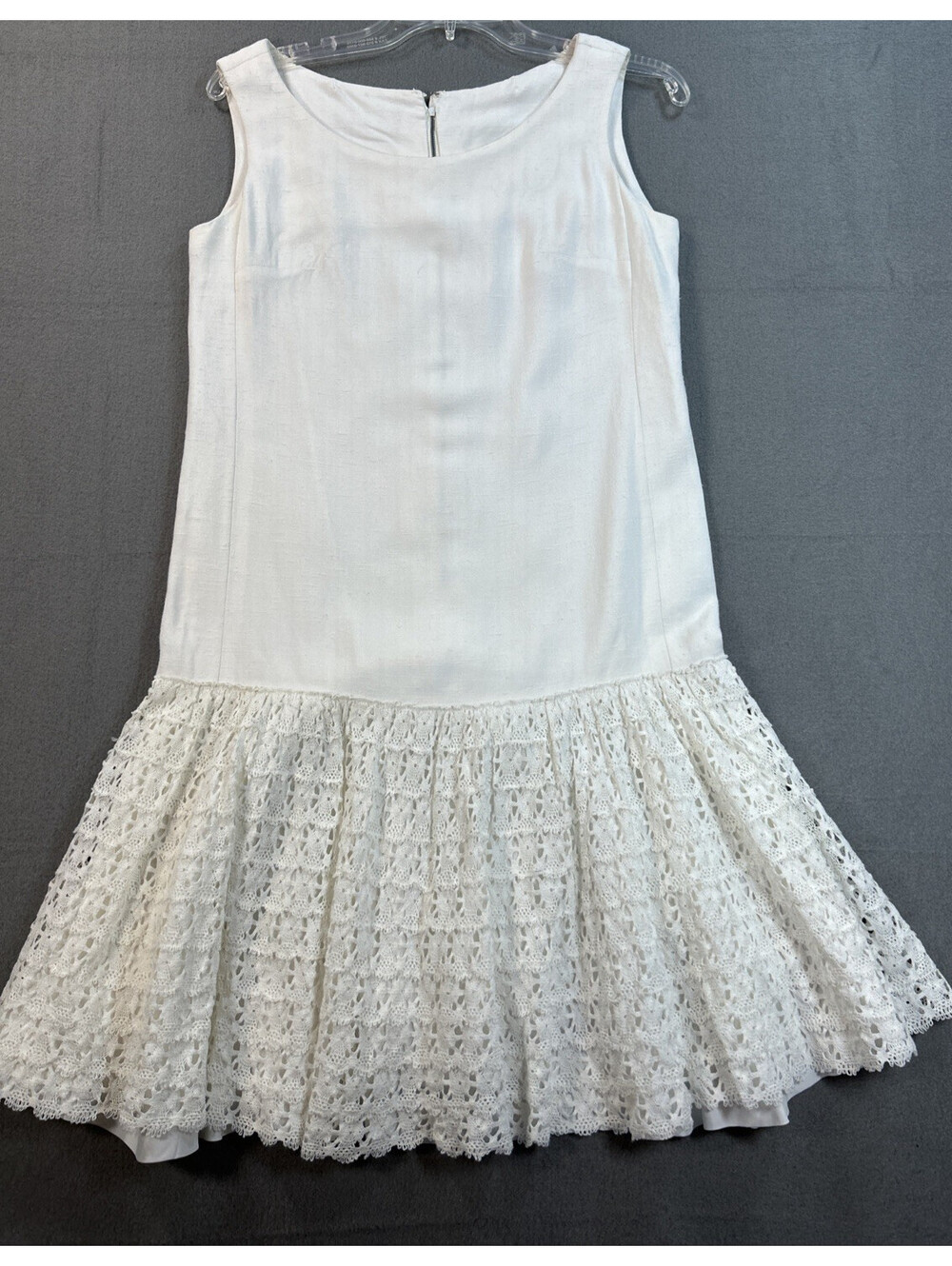 Vintage Handmade Chest 32" Sleeveless Cotton Blend Drop Waste Dress Ruffle Skirt